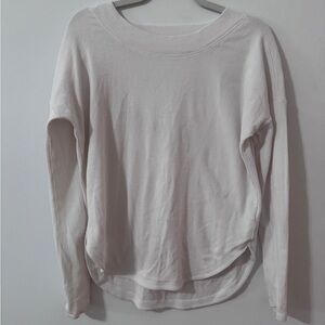 Athleta open Back Cream Women's Ribbed Cotton Blend Ling Sleeve Shirt